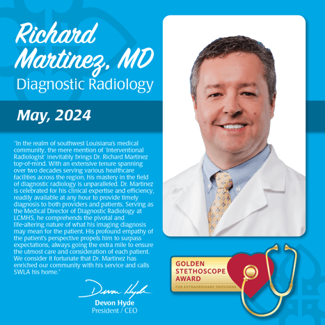 Dr. Richard Martinez receives LCMHS Golden Stethoscope Award